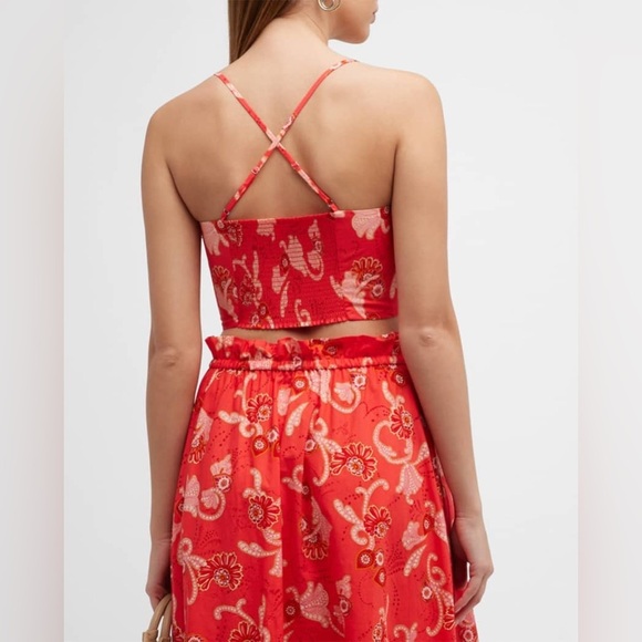 A.L.C. Arit Floral Ruched Crop Top Pink Paisley Print Crop Top - Picture 4 of 15